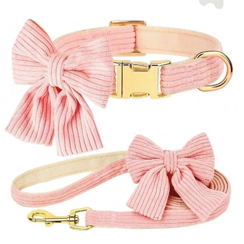 Collar con correa de moño - Rosa