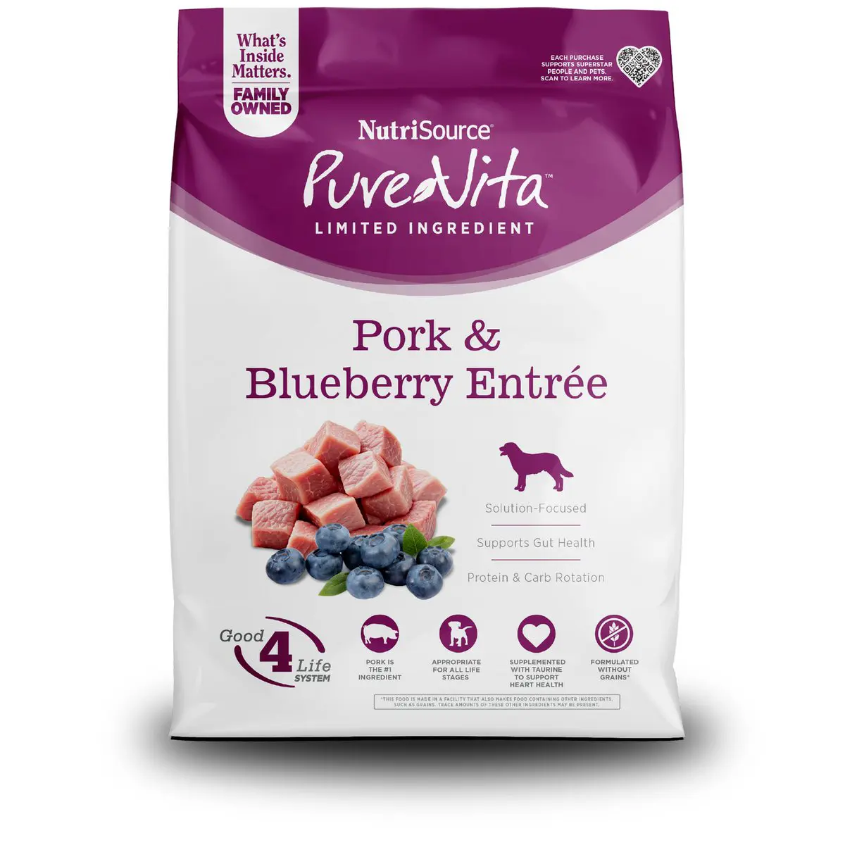 PureVita Grain Free Cerdo y Arándano Azul 12 lb